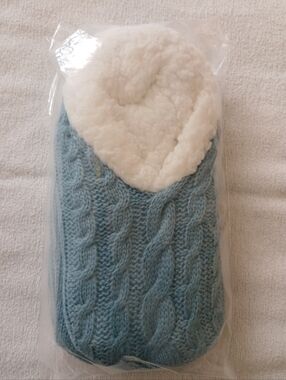 Cozy Cable Knit Fleece-Lined Women's Slipper Socks - Teal